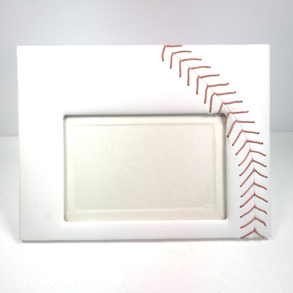 Burnes Baseball Stitch Faux Leather Picture Frame 4x6 Sports Decor
